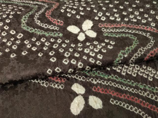平和屋着物●上質な小紋　総絞り　流水花文　正絹　逸品　AABK9372ck