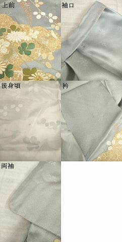平和屋着物●訪問着　駒刺繍　雲重ね花文　金彩　正絹　逸品　AABK9373ck