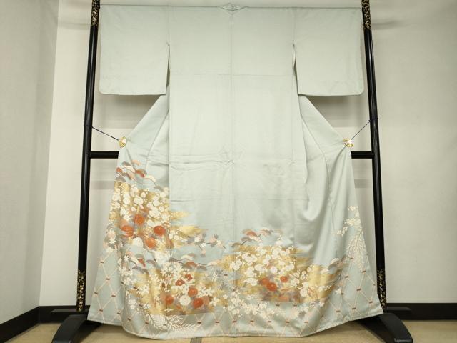 平和屋着物●豪華色留袖 駒刺繍 吉祥花文 金彩 正絹 逸品 AABK9375ck