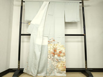 平和屋着物●豪華色留袖 駒刺繍 吉祥花文 金彩 正絹 逸品 AABK9375ck