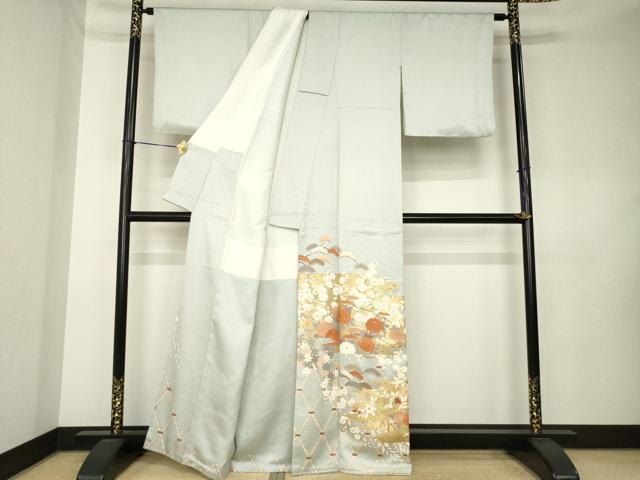 平和屋着物●豪華色留袖 駒刺繍 吉祥花文 金彩 正絹 逸品 AABK9375ck