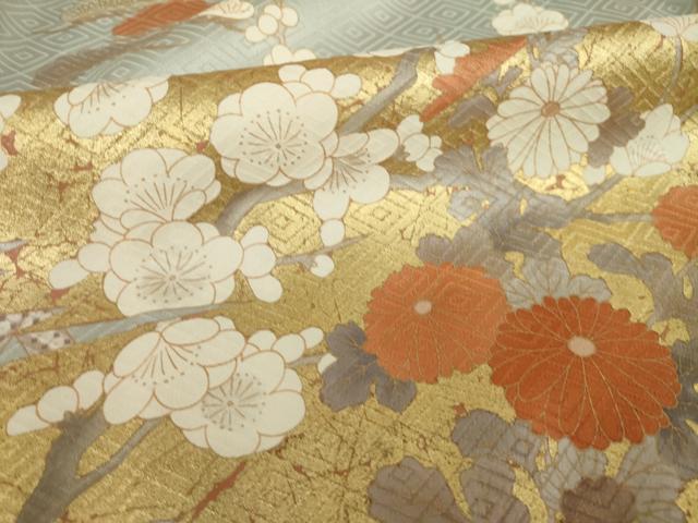 平和屋着物●豪華色留袖 駒刺繍 吉祥花文 金彩 正絹 逸品 AABK9375ck