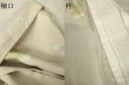 平和屋着物●長襦袢　無双仕立て　花蔦草文　やまと誂製　半衿ビーズ　正絹　逸品　AABK9379ck