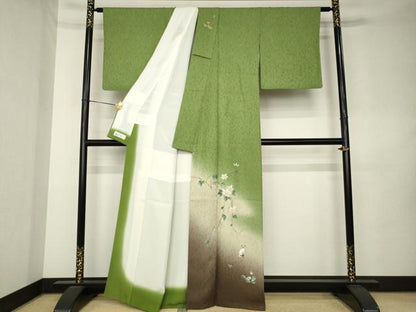 平和屋着物●訪問着　刺繍　草花文　猫　金彩　やまと誂製　正絹　逸品　AABK9380ck
