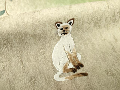 平和屋着物●訪問着　刺繍　草花文　猫　金彩　やまと誂製　正絹　逸品　AABK9380ck