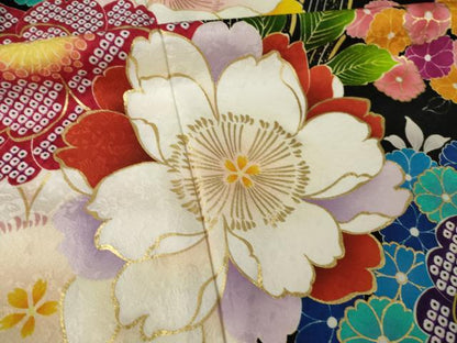 平和屋着物●豪華振袖　舞花文　金彩　正絹　逸品　AABK9382ck