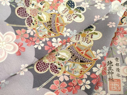 平和屋着物●上質な小紋　糸巻花文　正絹　逸品　AABK9384ck