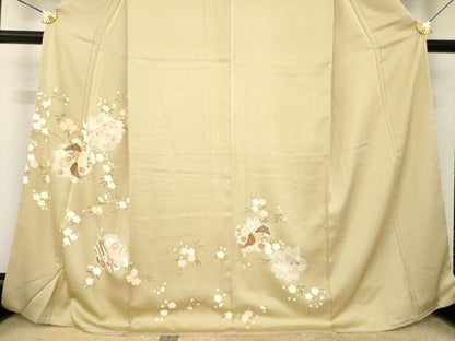 平和屋着物●訪問着　舞花文　金彩　丹後ちりめん　反端付き　正絹　逸品　AABK9387ck