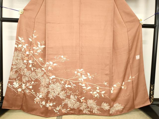 平和屋着物●訪問着　作家物　枝花文　金彩　正絹　逸品　AABK9398ck