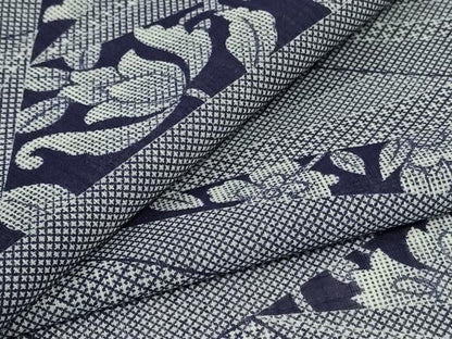 平和屋着物＊夏物　小紋　紗　切嵌花文　洗える着物　AABK9406jd