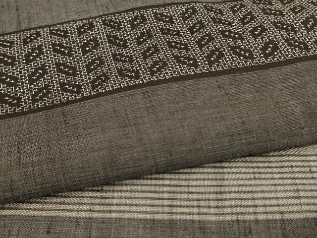 平和屋着物＊夏物　紗紬　100亀甲　横段文　正絹　逸品　AABK9412jd
