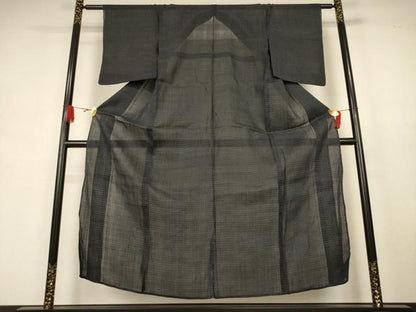 平和屋着物＊夏物　重要無形文化財　本場宮古上布　格子　苧麻　逸品　AABK9414jd