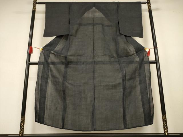 平和屋着物＊夏物　重要無形文化財　本場宮古上布　格子　苧麻　逸品　AABK9414jd