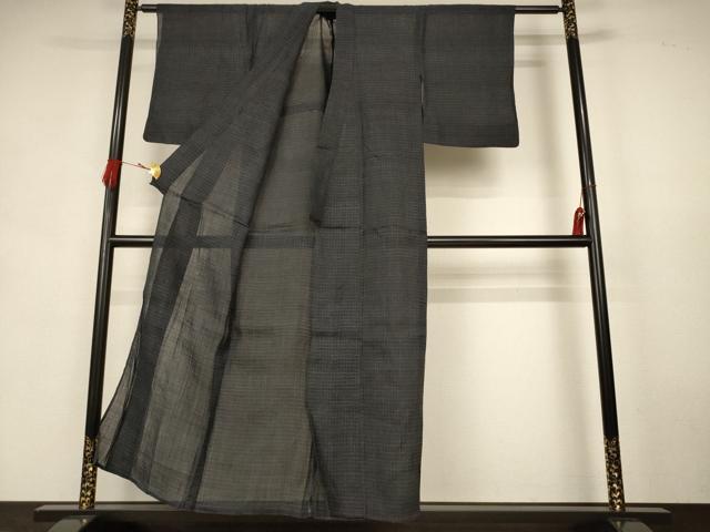 平和屋着物＊夏物　重要無形文化財　本場宮古上布　格子　苧麻　逸品　AABK9414jd