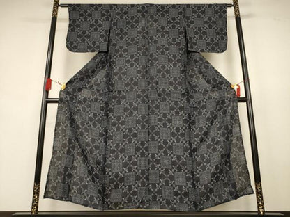 平和屋着物＊夏物　重要無形文化財　本場宮古上布　花菱文　苧麻　逸品　AABK9415jd