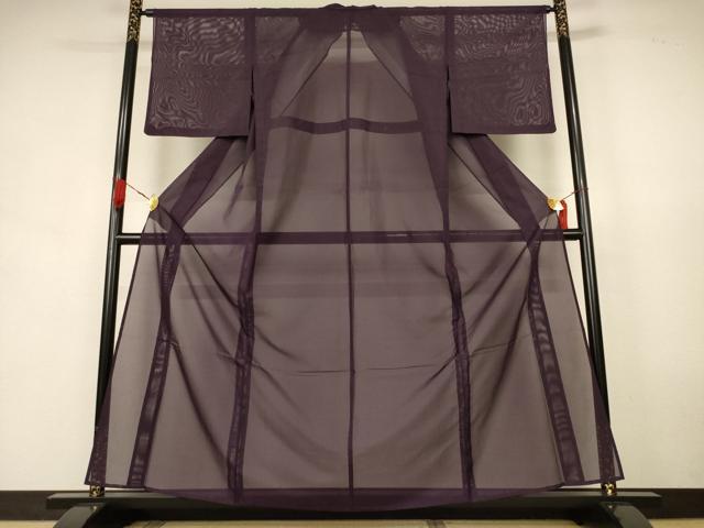 平和屋着物＊夏物　色無地　絽　似せ紫色　洗える着物　AABK9418jd