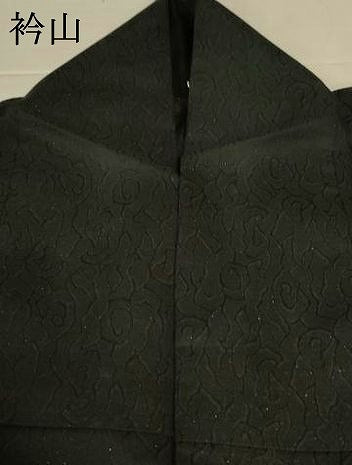 平和屋着物＊夏物　色無地　墨流し紋紗　黒緑色　銀通し地　正絹　逸品　AABK9425jd