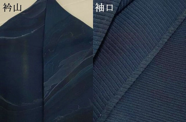 平和屋着物＊夏物　小紋　絽　墨流し文様　正絹　逸品　AABK9426jd