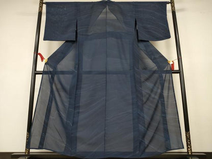 平和屋着物＊夏物　小紋　絽　墨流し文様　正絹　逸品　AABK9426jd
