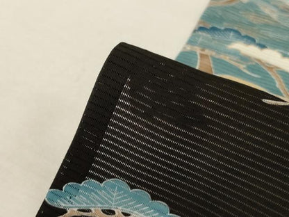 平和屋着物＊夏物　黒留袖　絽　作家物　風景文　暈し染め　金彩　正絹　逸品　AABK9428jd