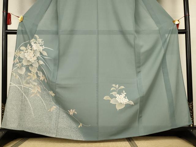 平和屋着物＊夏物　訪問着　絽　草花文　銀彩　正絹　逸品　未使用　AABK9430jd