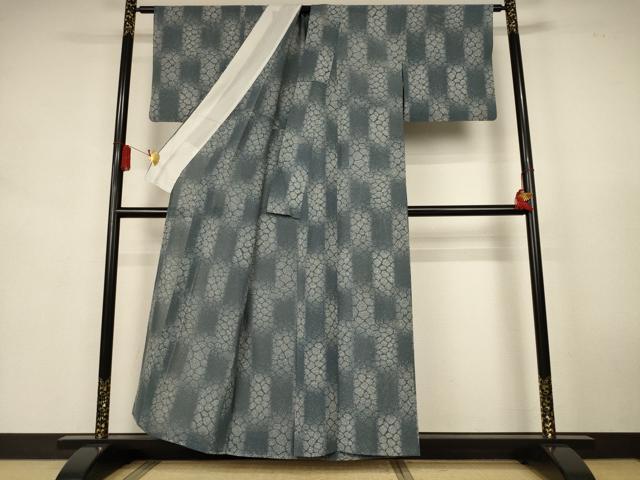 平和屋着物＊夏物　小紋　絽　石畳文　正絹　逸品　AABK9431jd