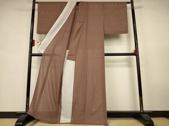 平和屋着物＊夏物　色無地　絽　銀煤竹色　洗える着物　AABK9433jd