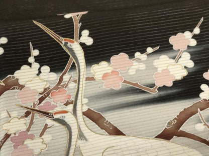 平和屋着物＊夏物　黒留袖　絽　作家物　流水花鳥文　金彩　正絹　逸品　AABK9434jd