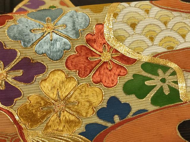 平和屋着物＊夏物　黒留袖　絽　駒刺繍　流水吉祥文　金彩　正絹　逸品　AABK9436jd