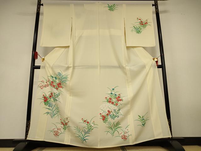 平和屋着物＊夏物　訪問着　絽　草花文　正絹　逸品　AABK9441jd