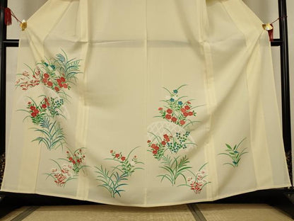平和屋着物＊夏物　訪問着　絽　草花文　正絹　逸品　AABK9441jd