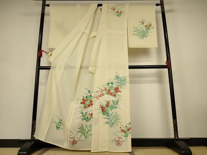 平和屋着物＊夏物　訪問着　絽　草花文　正絹　逸品　AABK9441jd