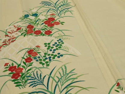 平和屋着物＊夏物　訪問着　絽　草花文　正絹　逸品　AABK9441jd