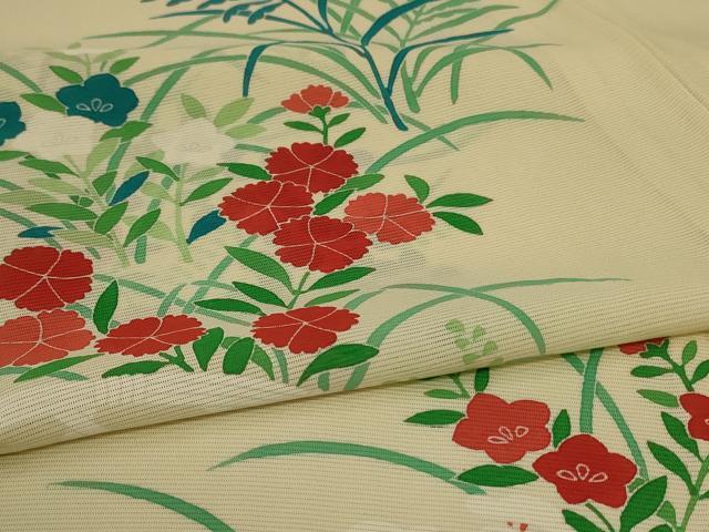 平和屋着物＊夏物　訪問着　絽　草花文　正絹　逸品　AABK9441jd