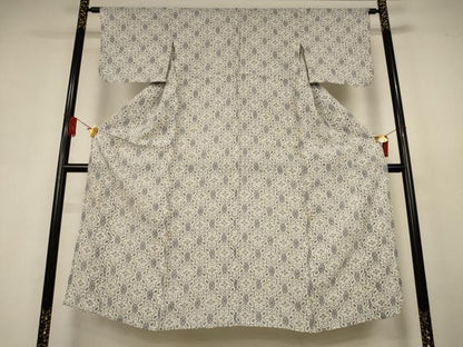 平和屋着物＊夏物　本場小千谷ちぢみ　幾何学文様　麻　逸品　AABK9443jd