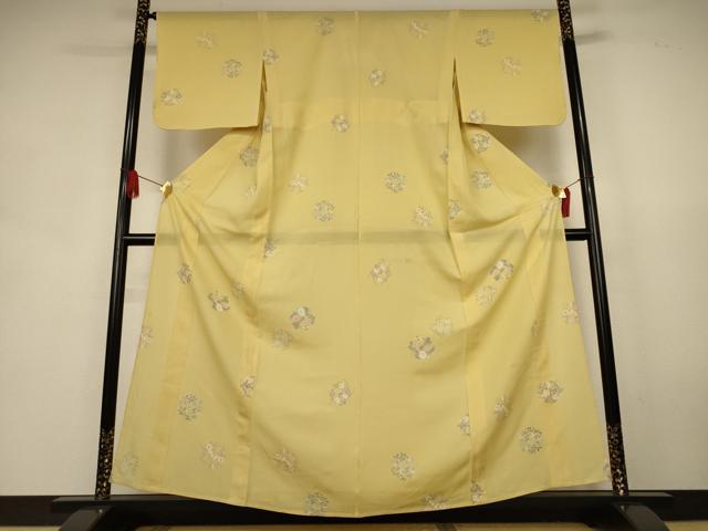 平和屋着物＊夏物　小紋　絽　草花丸文　正絹　逸品　AABK9446jd