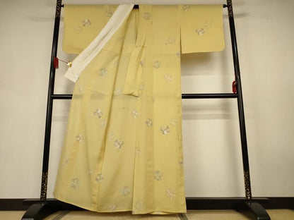 平和屋着物＊夏物　小紋　絽　草花丸文　正絹　逸品　AABK9446jd