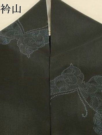平和屋着物＊夏物　小紋　紗　吉祥舞蝶文　黒地　洗える着物　AABK9448jd