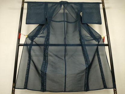平和屋着物＊夏物　小紋　紗　流水笹文　正絹　逸品　AABK9451jd