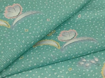 平和屋着物＊夏物　小紋　絽　舞花文　洗える着物　AABK9452jd