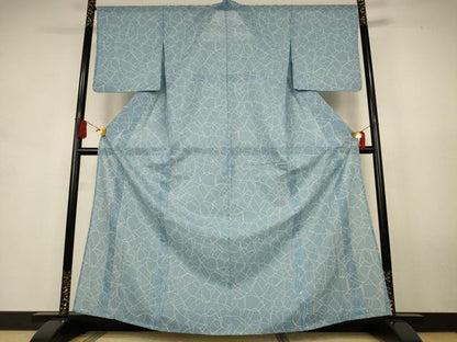 平和屋着物＊夏物　小紋　絽　幾何学文様　洗える着物　AABK9454jd