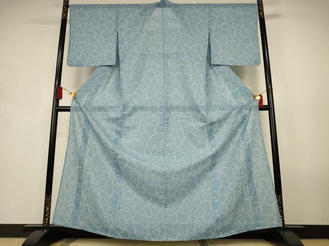 平和屋着物＊夏物　小紋　絽　幾何学文様　洗える着物　AABK9454jd