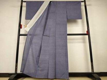 平和屋着物＊夏物　紗紬　源氏鼠色　正絹　逸品　AABK9455jd
