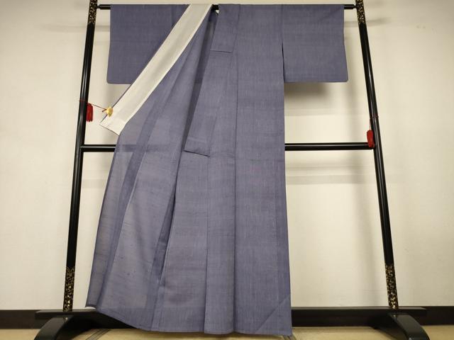 平和屋着物＊夏物　紗紬　源氏鼠色　正絹　逸品　AABK9455jd