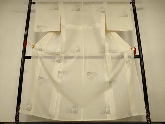 平和屋着物＊夏物　紗紬　草花文　正絹　逸品　AABK9456jd