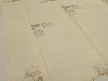 平和屋着物＊夏物　紗紬　草花文　正絹　逸品　AABK9456jd