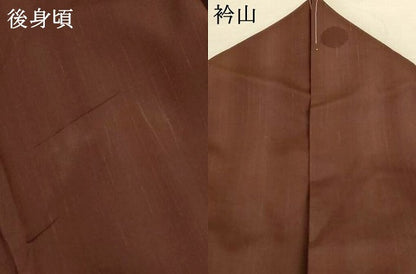 平和屋着物＊夏物　色無地　丸紋紗　煤竹色　正絹　逸品　AABK9460jd