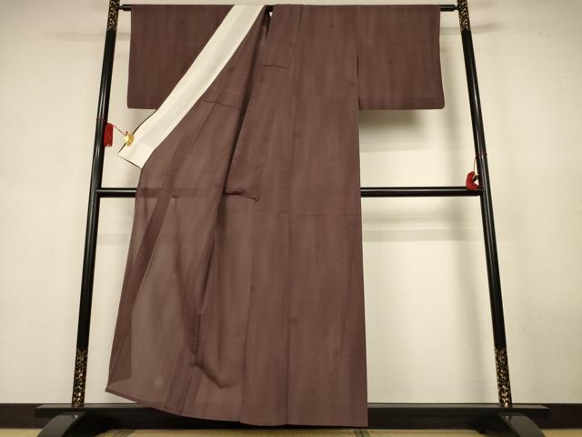 平和屋着物＊夏物　色無地　丸紋紗　煤竹色　正絹　逸品　AABK9460jd