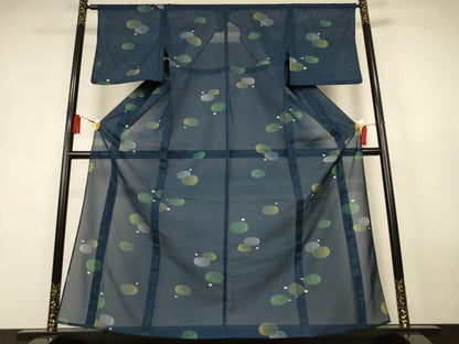 平和屋着物＊夏物　小紋　絽　丸文　洗える着物　AABK9464jd