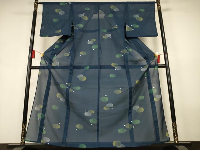 平和屋着物＊夏物　小紋　絽　丸文　洗える着物　AABK9464jd